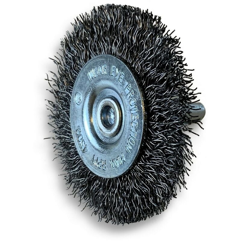 Kibros - Brosse circulaire métallique sur tige ø 60 mm Fil acier dur - Quantité x 1 - ø 60 mm - Ep. 8 mm - Acier dur