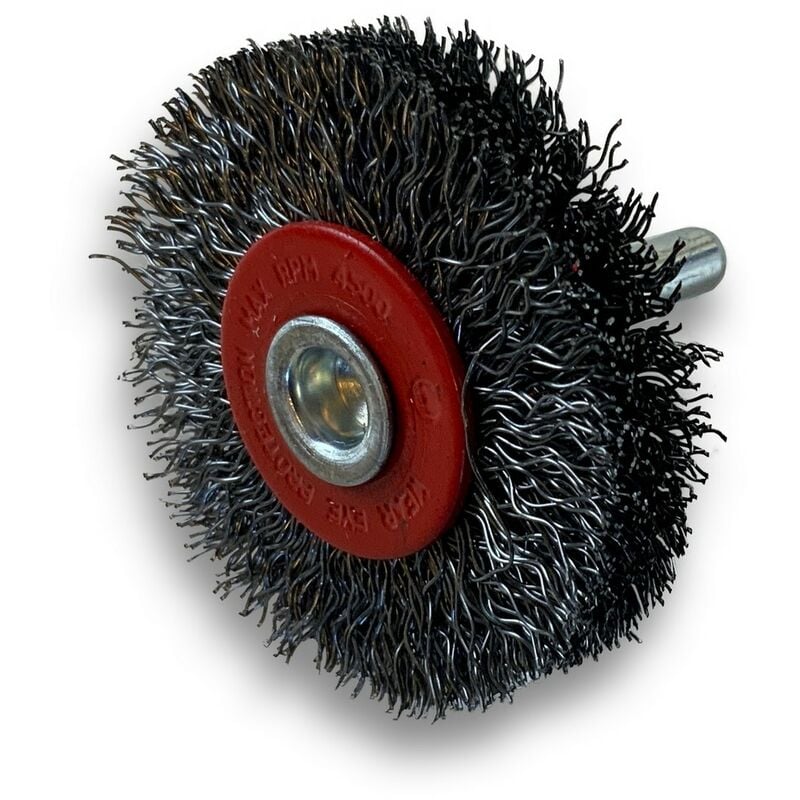 Brosse circulaire métallique sur tige Ø 50 mm Fil acier dur - Quantité x 1 - Ø 50 mm - Ep. 12 mm - Acier dur