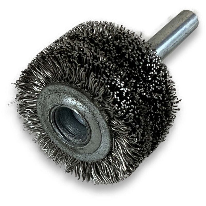 Kibros - Brosse circulaire métallique sur tige ø 30 mm Fil inox dur - Quantité x 1 - ø 30 mm - Ep. 18 mm - Inox dur