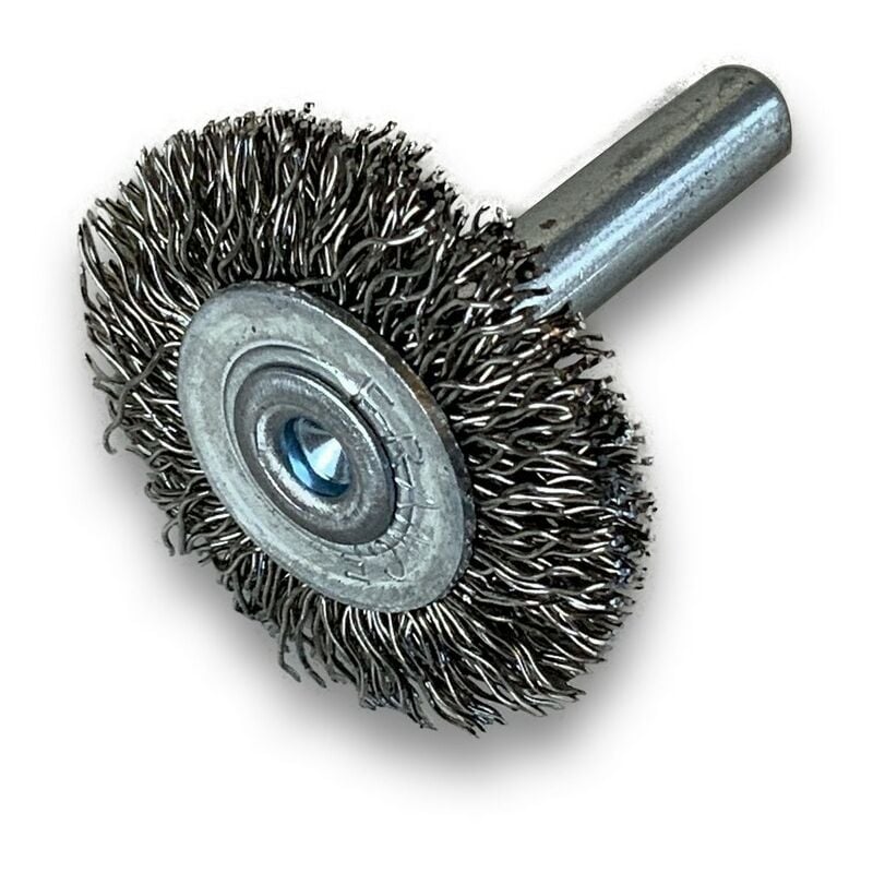 Kibros - Brosse circulaire métallique sur tige ø 30 mm Fil inox dur - Quantité x 1 - ø 30 mm - Ep. 8 mm - Inox dur