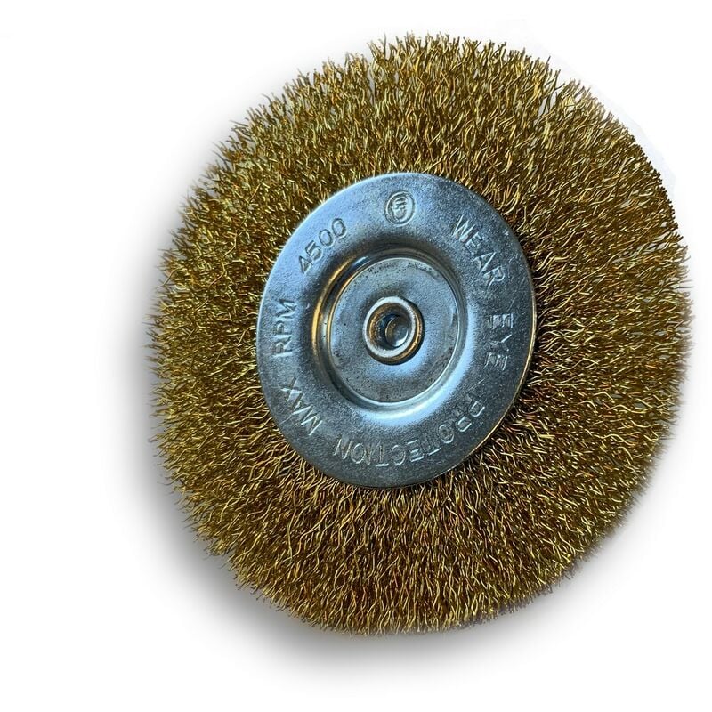 Kibros - Brosse circulaire métallique sur tige ø 100 mm Fil laiton dur - Quantité x 1 - ø 100 mm - Ep. 8 mm - Laiton dur