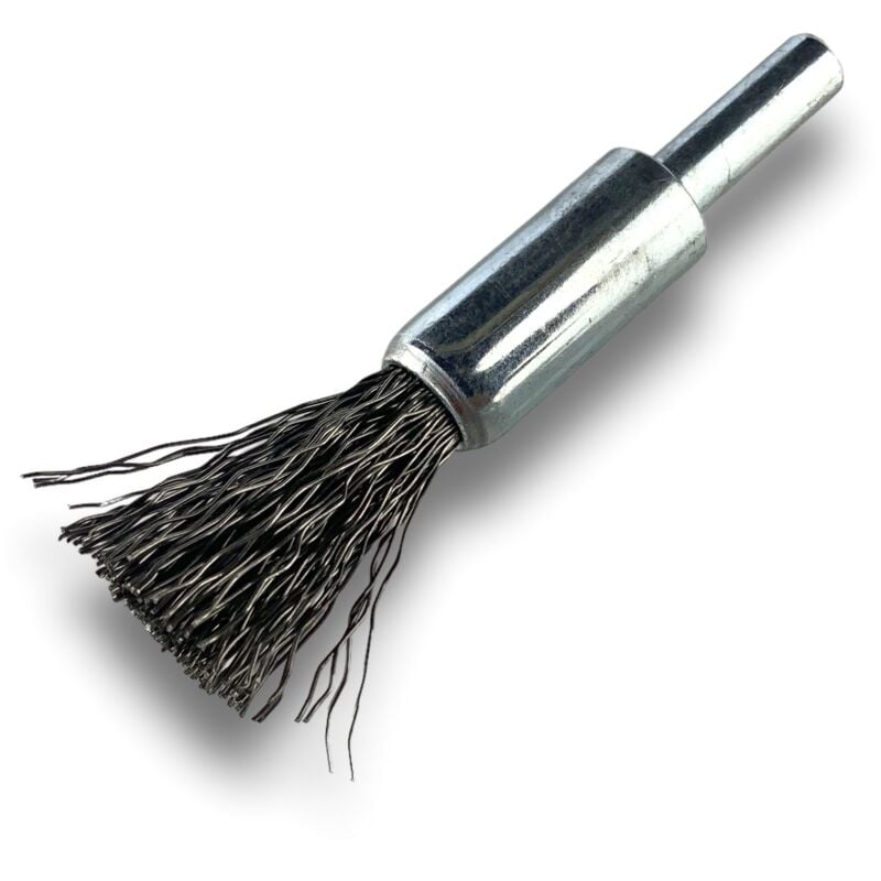 Brosse en bout sur tige Forme pinceau Fil ACIER dur Diamètres variés - Quantité x 1 - Ø 12 mm - acier - Dure