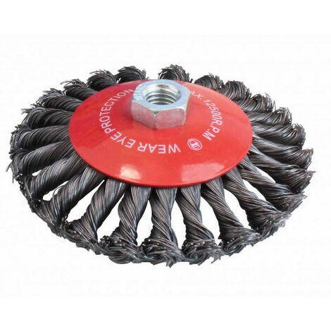 Brosse roue conique a fil d'acier torsadee Ø 125 mm