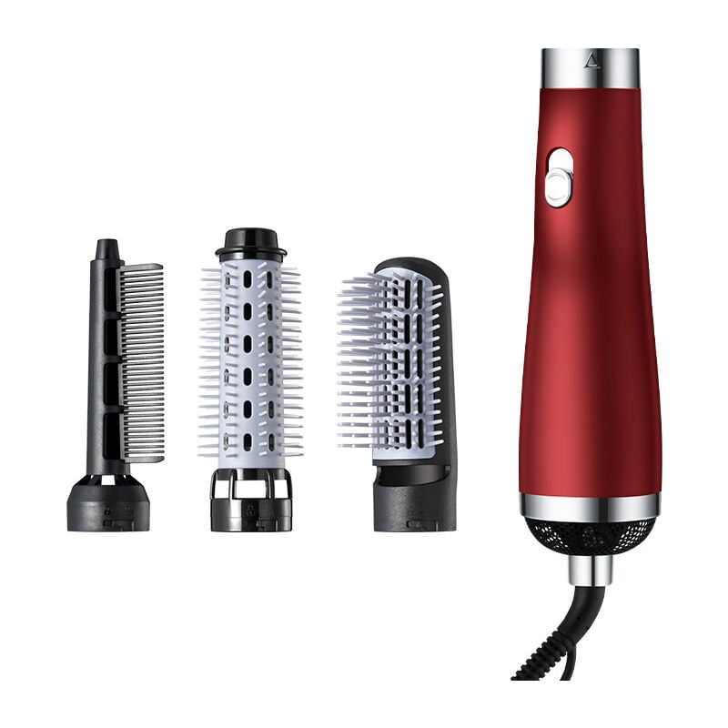 Fei Yu - Brosse sèche-cheveux peigne sèche-cheveux multifonctionnel avec rotation réglable à 3 vitesses rouge