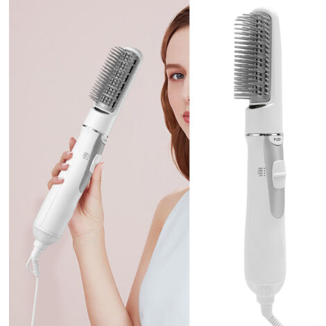 Brosse séchoir à cheveux 2 en 1 à air chaud et froid et ions négatifs, avec 3 vitesses de soufflerie et cordon pivotant (blanc).