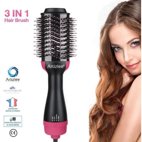 Brosse Soufflante Rotative, Brosse Lissante Chauffante Electrique Multifonctionnels Sèche-Cheveux 3 en 1