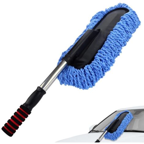 Brosse télescopique de lavage de voiture, grande brosse à poussière et à cire pour le nettoyage automobile, noir et bleu