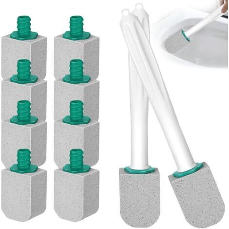 Brosse Toilette Pierre Ponce, 10 Pièces Pumice Stone avec 2 Poignées, Interchangeable Pierre Ponce Toilette Nettoyage, Brosse de Nettoyage Pierre Ponce pour Salles de Bain Toilettes Cuisines