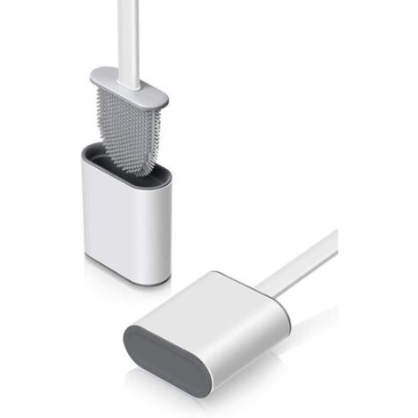 Brosse Toilette Silicone avec Sort Brosse WC Suspendu Antibactérienne Balayette WC pour Salle de Bains Blanc