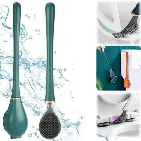 Brosse Toilette Silicone Plate,Brosse Toilettes WC Suspendue,Brosse de Toilette Flexible en Silicone,Brosse de Toilette pour Salle de Bain avec Support à séchage Rapide pour Montage Mural sans perçage