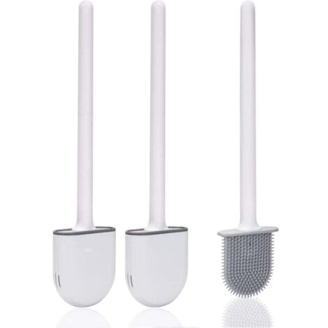Brosse Toilette Silicone,(2 pièces) Brosse Toilettes WC,Brosse WC Silicone et SupportsAvec des Poils Doux et Une Poignée Antidérapante Brosse Toilette Silicone Nettoyage Rapides Brosse WC Suspendu