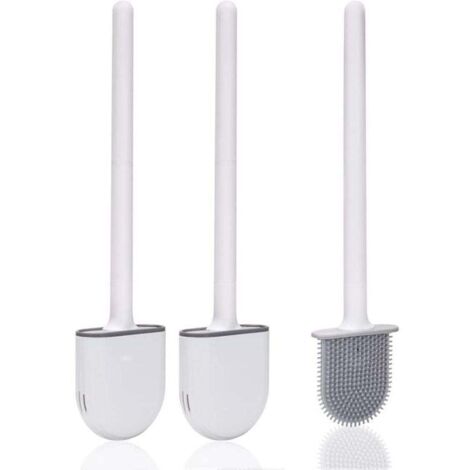 Brosse Toilette Silicone,(2 pièces) Brosse Toilettes WC,Brosse WC Silicone et SupportsAvec des Poils Doux et Une Poignée Antidérapante Brosse Toilette Silicone Nettoyage Rapides Brosse WC Suspendu