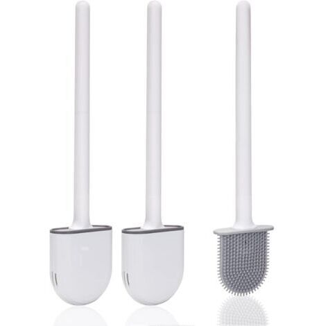 Brosse Toilette Silicone,Brosse WC Silicone et SupportsAvec des Poils Doux et Une Poignée Antidérapante Brosse Toilette Silicone Nettoyage Rapides Brosse WC Suspendu(2 pièces)