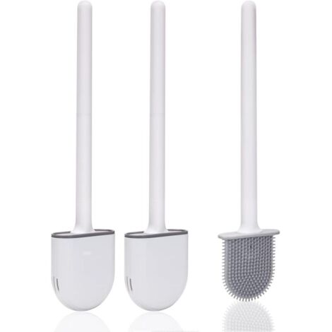 Brosse Toilette Silicone,Brosse WC Silicone et SupportsAvec des Poils Doux et Une Poignée Antidérapante Brosse Toilette Silicone Nettoyage Rapides Brosse WC Suspendu(2 pièces)