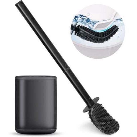 Brosse Toilette WC Silicone et Support, Brosse Silicone à Séchage Rapide avec Base Amovible