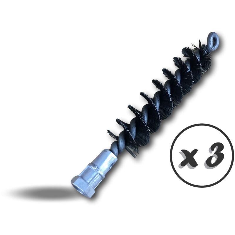 Kibros - Lot de 3 Brosses à tube acier ø 30mm Nettoyage brossage Elimination de la rouille décalaminage tuyaux Raccord fileté pour tringle Fil