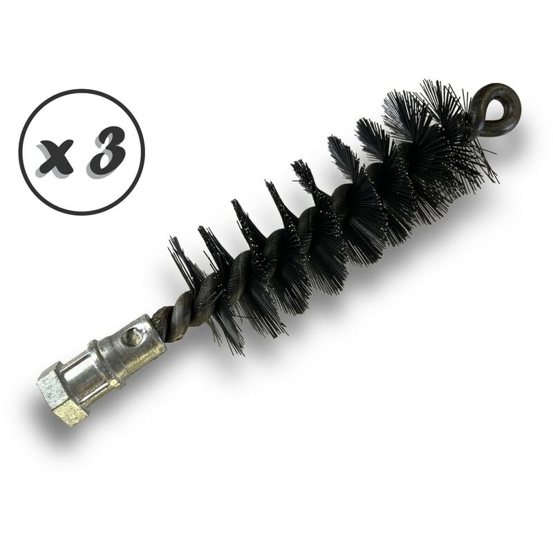 Lot de 3 Brosses à tube PRO ACIER Ø 40 mm Raccord M12175 femelle Ame en acier torsadé Nettoyage brossage tube et canalisation Kibros 41SCA40x3