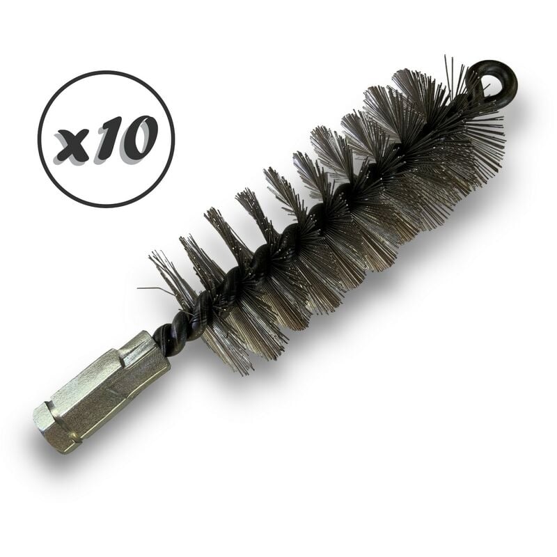 Kibros - Lot de 10 Brosses à tube pro inox ø 50 mm Raccord M12175 femelle Ame en acier torsadé Nettoyage brossage tube et canalisation 41SCI50x10