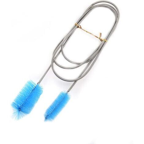 Brosse Tube Propre de Nettoyage pour Tuyau d'eau Flexible Double Tête Tube Pipe Réservoir de Poissons Printemps (Bleu)