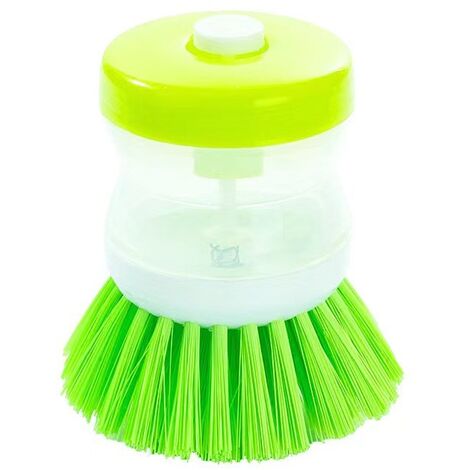 Brosse Vaisselle avec réservoir de Savon Liquide， Lot de 3，Distributeur de Savon Liquide, pour Le Nettoyage de Casserole Plate Evier，vert, rose, violet,Fonepro