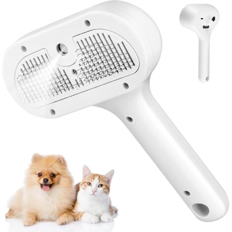 Brosse vapeur 3 en 1 pour chat, brosse de massage multifonction avec fonction vapeur et jet d'eau, brosse pour chat avec fonction eau, brosse pour chien permettant d'éliminer les poils d'animaux en un
