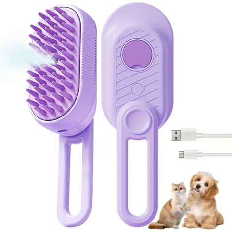 Brosse vapeur 3 en 1 pour chats avec manche pliable, peigne dépilatoire à spray pour animaux, brosse à eau pour chats à poils longs et courts
