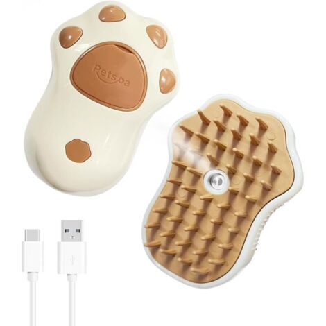 Brosse vapeur pour animaux, brosse vapeur 3 en 1 pour chats et chiens, peigne pour éliminer les poils morts (marron)
