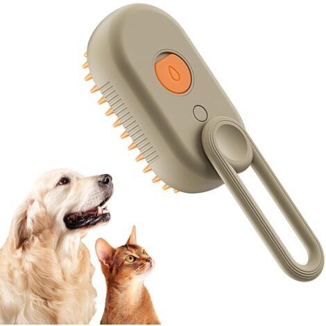 Brosse vapeur pour chat afin d'éviter que les poils ne volent partout — idéale pour les chats et les chiens, 1 pièce, kaki