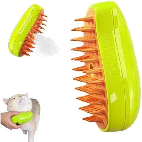 Brosse vapeur pour chat Steam Mango, brosse vapeur 3 en 1 pour chiens et chats, élimine les poils rebelles et les nœuds (verte)