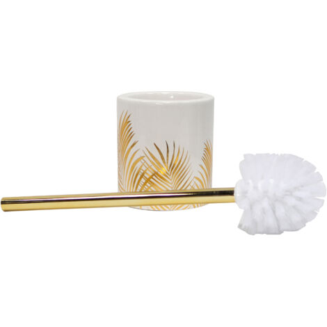 Brosse wc (0) 10.6 x ht 40 cm ceramique imprimee or orbella Blanc