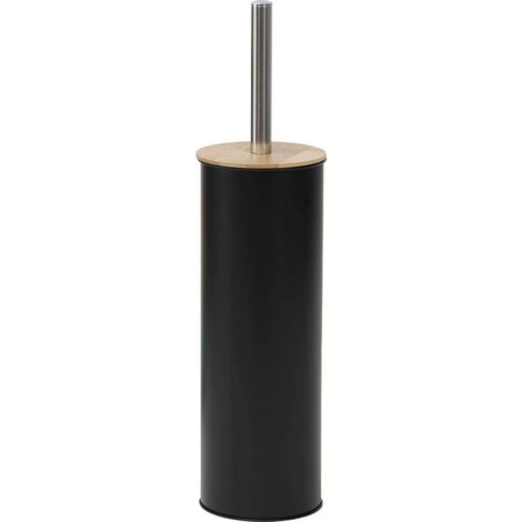 Brosse WC - 1 Unité - Métal Et Bambou - Design Moderne - Pour Salle De Bain - Noir