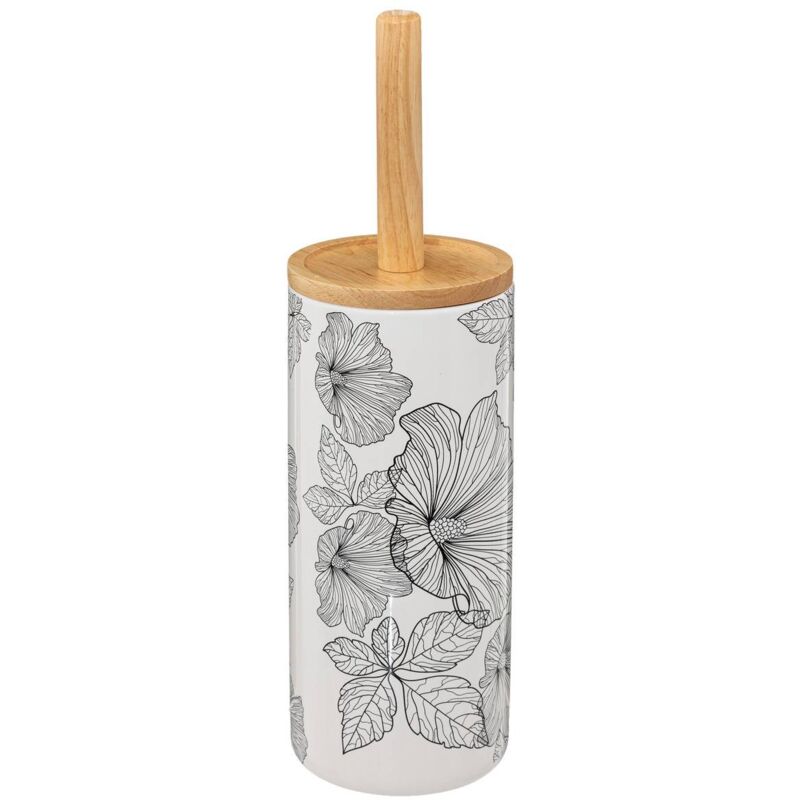 Atmosphera - Brosse WC Blackflora en Grès - Noir et Blanc - Blackflora