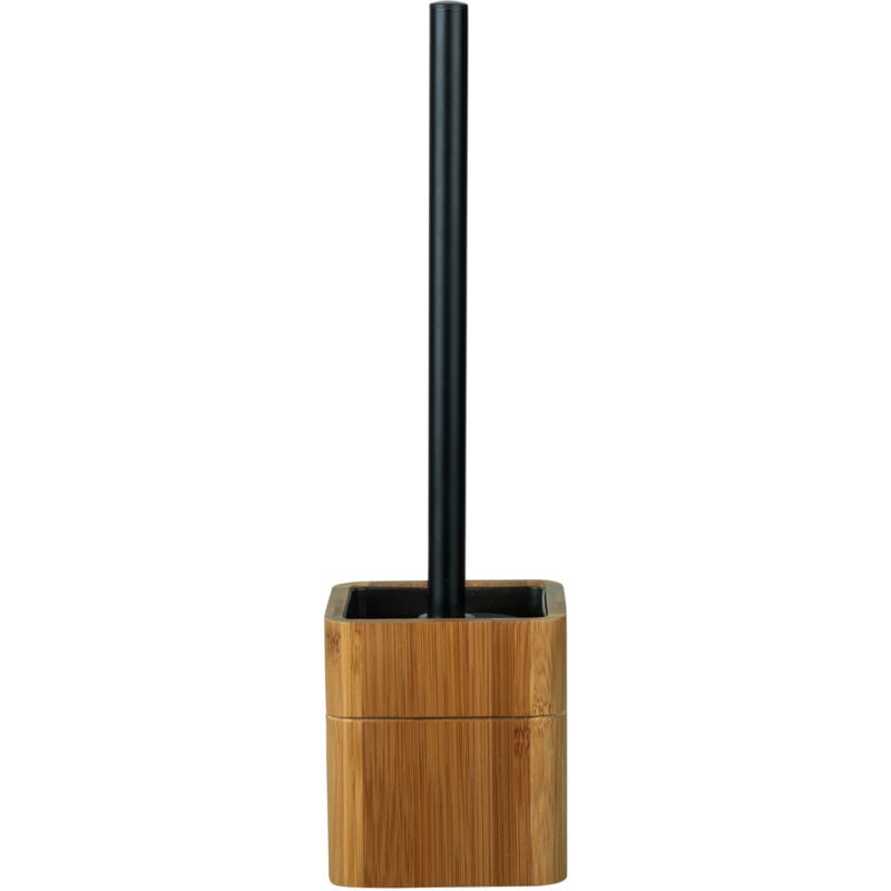 Wenko - Brosse wc à poser Serro Tête remplaçable, Réservoir amovible avec couvercle, Manche en acier inox, Bambou fsc®, 10x37x10cm, Bois