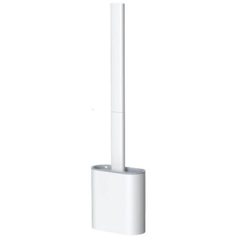 Brosse WC à tête en silicone avec support mural noir et poignée amovible pour le nettoyage de la salle de bain-AquaForge