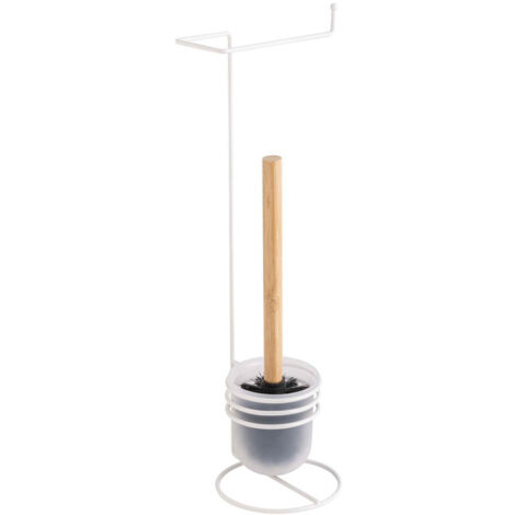 Brosse WC Avec Dérouleur Papier "Filano" 53cm Blanc