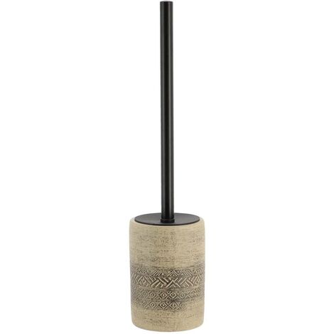 Brosse WC avec support Beige déco et manche en Acier inoxydable - TENDANCE