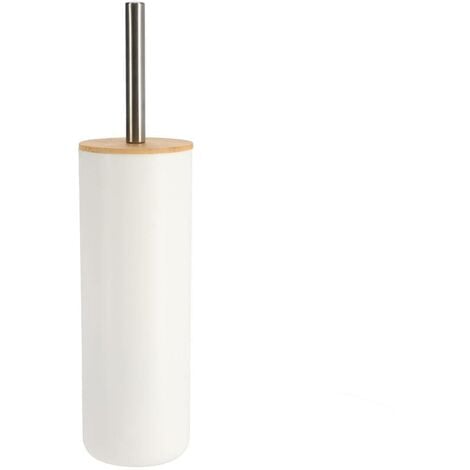 Brosse wc ps avec couvercle bambou - blanc/bambou - Tendance