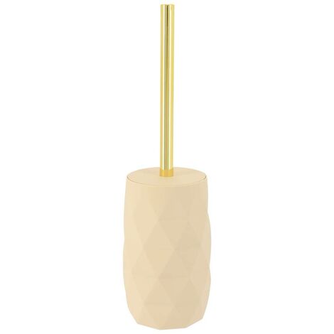 Brosse WC avec support déco Diamant Beige et Doré - TENDANCE