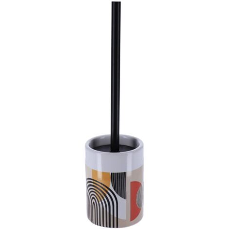Brosse WC avec support en céramique déco Trendy Jaune et Terracotta - TENDANCE