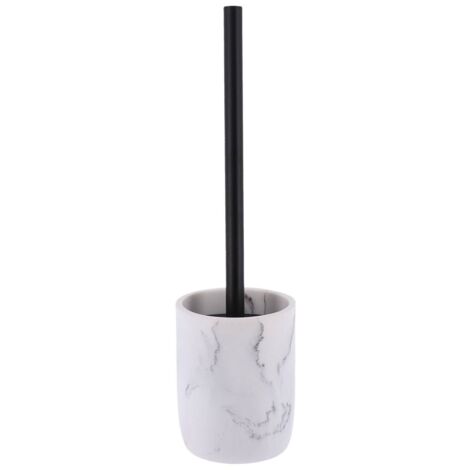 Brosse WC avec support en résine aspect marbre blanc - TENDANCE
