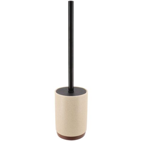 Brosse WC avec support en résine Beige et bois Acacia - TENDANCE