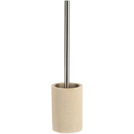 Brosse WC avec support en résine striée Beige clair - TENDANCE