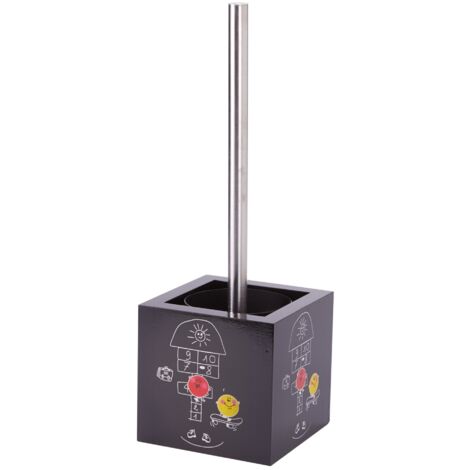 Brosse Wc avec support MDF & Inox Marelle Noir MSV