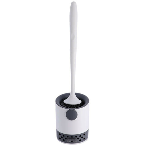 Brosse WC avec support récupérateur d'eau Blanc & Gris - TENDANCE - Blanc/gris