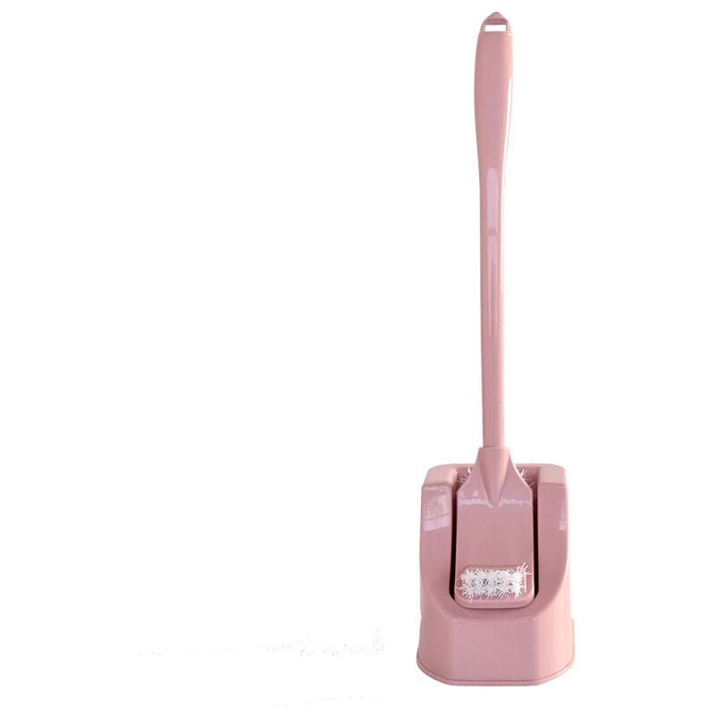 Ensoleille - Brosse wc, balai wc, poubelle, brosse wc, porte-brosse wc, brosse wc économique à long manche avec support sanitaire.(rose)