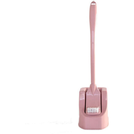 Brosse WC, balai WC, poubelle, brosse WC, porte-brosse WC, brosse WC économique à long manche avec support sanitaire.（rose）