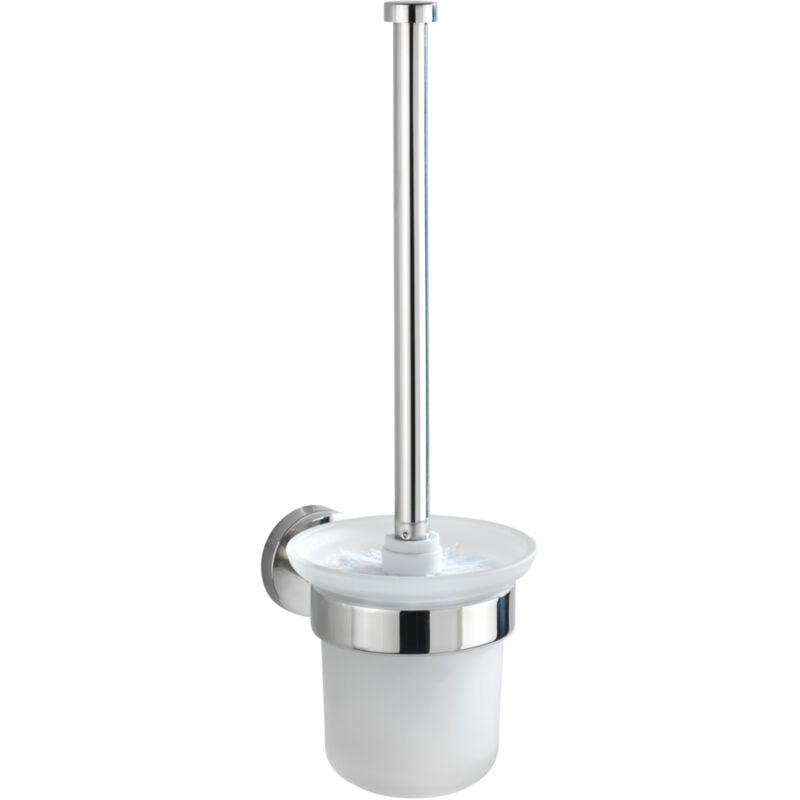 Porte brossee wc Wenko Bosio Shine inox brillant brosse en verre dépoli design murale support brosse wc inox sans percer avec fixation murale incl.