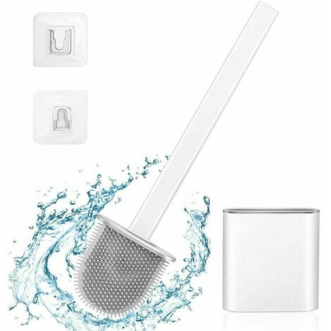 Brosse de Toilette Brosse WC Brosse flexible en Silicone pour Les Coins et  Les Petits espaces Entre Les Toilettes et Le Mur - BLANC - Cdiscount  Bricolage