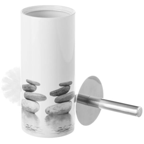 Brosse WC céramique gris et blanc galets