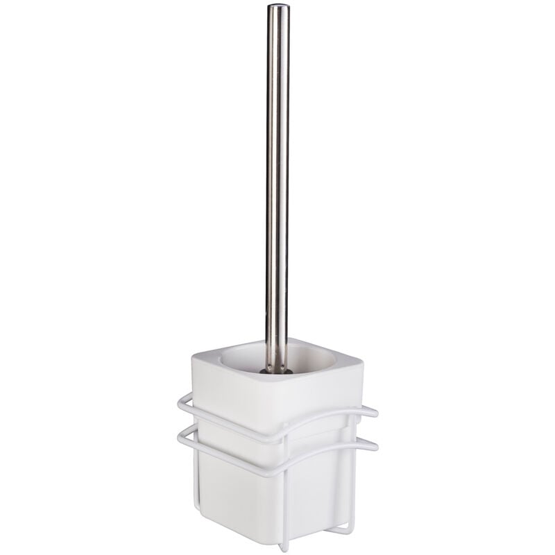 Brosse wc suspendue, Brosse wc murale Classic Plus, Acier , 10,5x37,5x13 cm, Blanc - Wenko